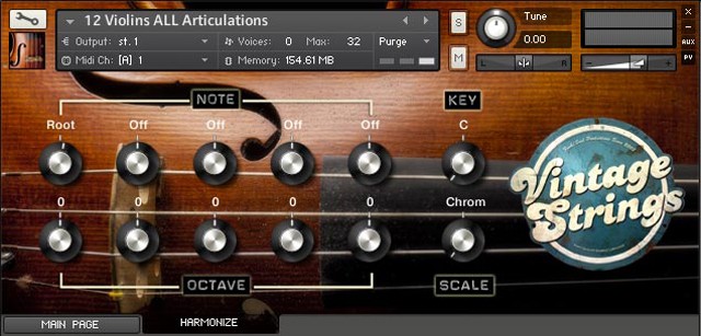 Vintage Strings GUI Harmonizer