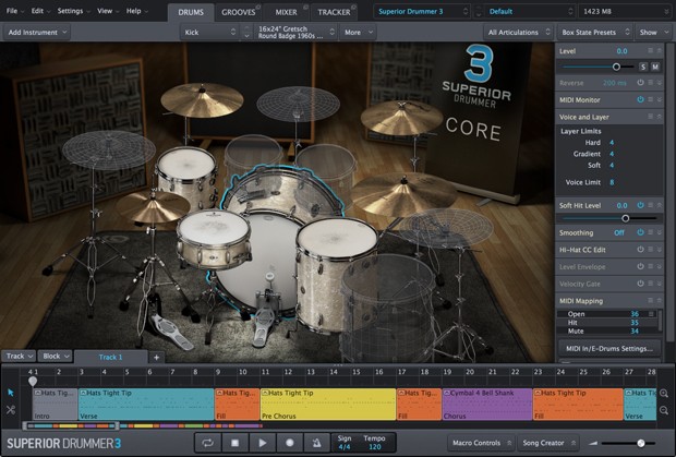 Superior Drummer GUI Screen 1